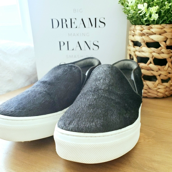 Celine Shoes - CELINE Pony Hair Slip On Black Calfskin Sneakers Leather Loafer Summer Shoe 38